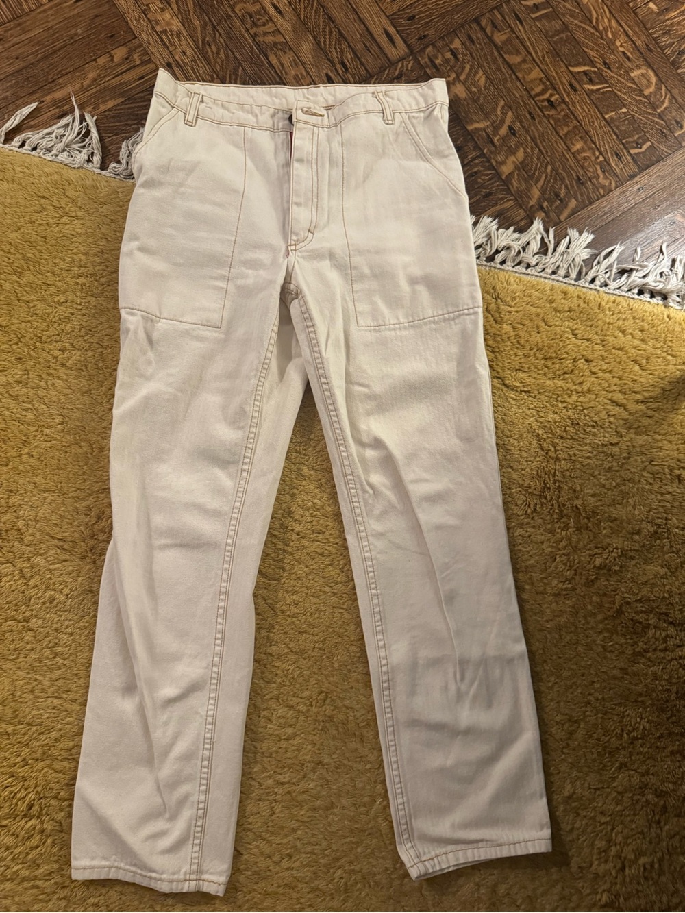 Judi Rosen Neutral Ivory Carpenter Jeans, size 30